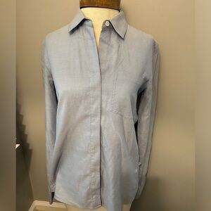 Theory blue button down with side detail size small